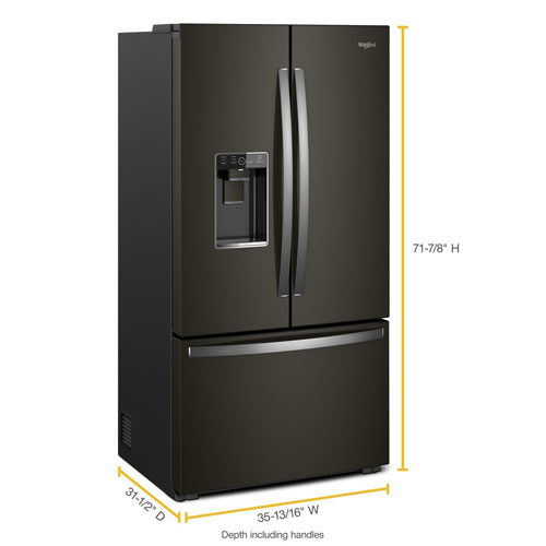 Whirlpool 36" 23.8 Cu. Ft. French Door Refrigerator with Water & Ice Dispenser - Black Stainless Steel