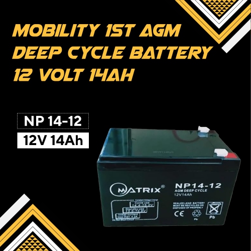 14Ah AGM Deep Cycle Battery, Reliable 12V Battery for Motorcycles, Bikes, and More