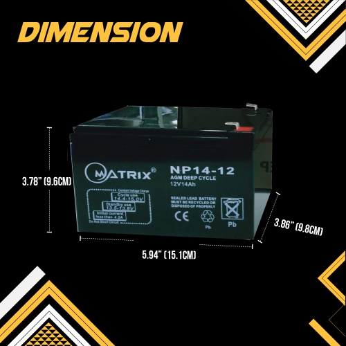 14Ah AGM Deep Cycle Battery, Reliable 12V Battery for Motorcycles, Bikes, and More