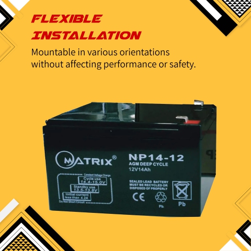 14Ah AGM Deep Cycle Battery, Reliable 12V Battery for Motorcycles, Bikes, and More