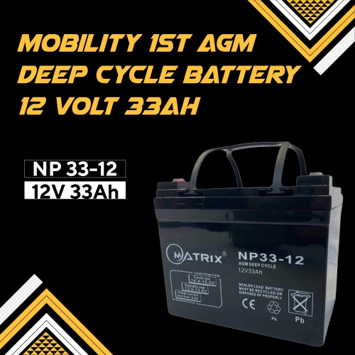 33AH AGM Deep Cycle Battery, Reliable 12V Battery for Motorcycles, Bikes, and More
