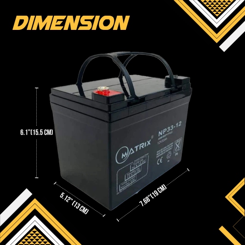 33AH AGM Deep Cycle Battery, Reliable 12V Battery for Motorcycles, Bikes, and More
