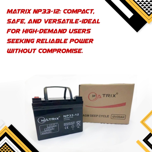 33AH AGM Deep Cycle Battery, Reliable 12V Battery for Motorcycles, Bikes, and More