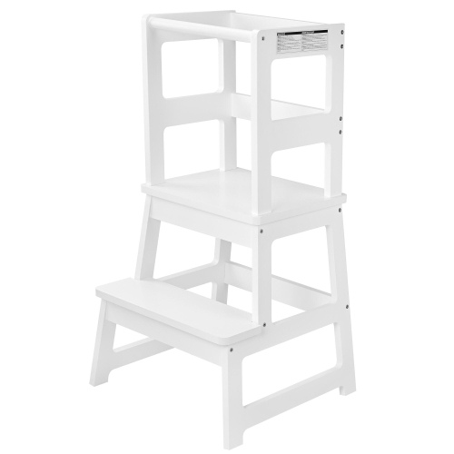 Tabouret-escabeau pour enfant 2-en-1 Kitchen Helper, tour d'apprentissage pour tout-petit avec rail de sécurité, tour debout pour enfants pour compto