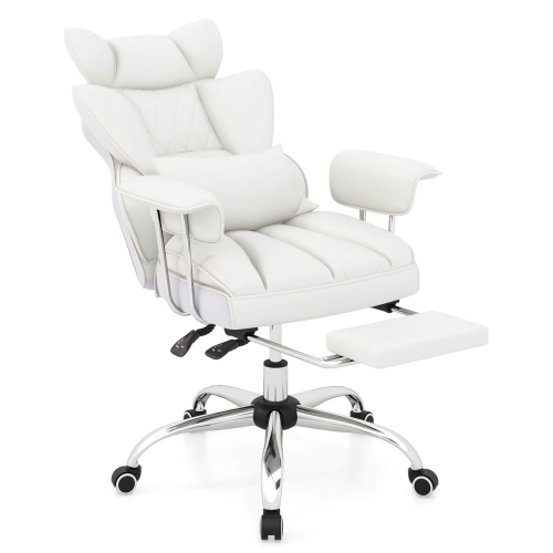 Costway Office Desk Chair Big and Tall Executive Office Chair with Footrest Lumbar Support