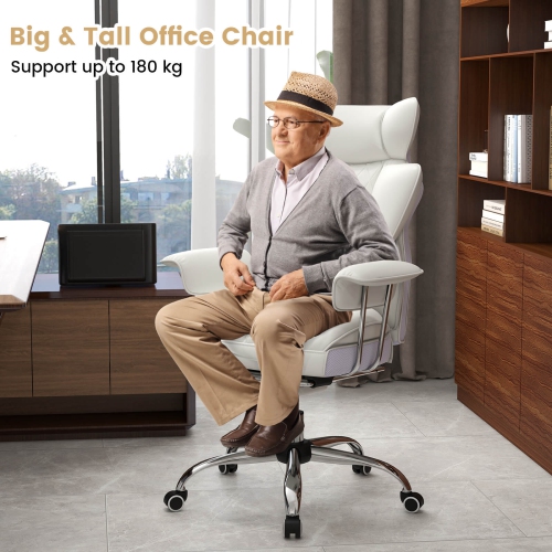 Costway Office Desk Chair Big and Tall Executive Office Chair with Footrest Lumbar Support
