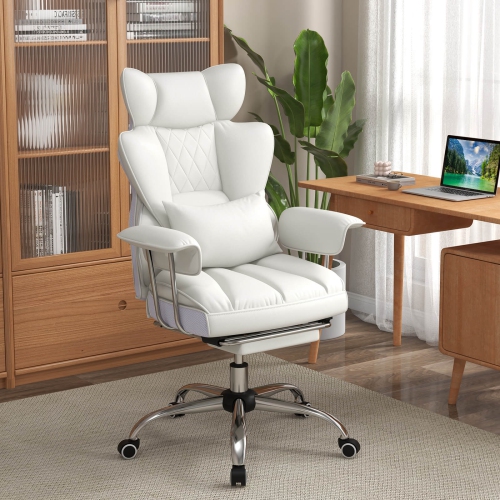 Costway Office Desk Chair Big and Tall Executive Office Chair with Footrest Lumbar Support