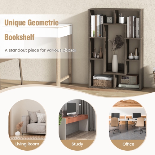 Costway 2 PCS 7-Cube Geometric Bookshelf with Anti-Toppling Device Modern Open Bookcase