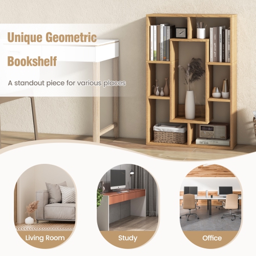 Costway 2 PCS 7-Cube Geometric Bookshelf with Anti-Toppling Device Modern Open Bookcase