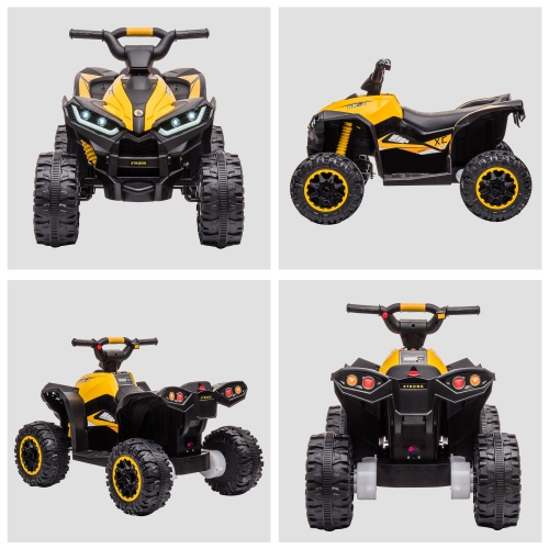 Aosom 12V Kids ATV, Four Wheeler Kids Quad with Music, Headlights, High & Low Speed, Battery Powered Electric ATV for Boys & Girls Gift, Yellow