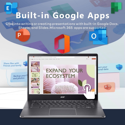 Acer Chromebook Plus 14" FHD IPS Touchscreen Laptop, Intel i3-N305 Processor, 640GB Storage, 8GB RAM, Intel UHD Graphics, Wi-Fi 6E, Chrome OS, Gray