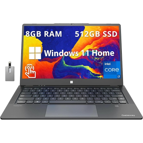 Gateway Ultra Slim Laptop, 14.1" IPS FHD Touchscreen Display, Intel Core i7-1255U, 512GB SSD, 8GB RAM, Intel Iris Xe Graphics, Fingerprint Scanner, W