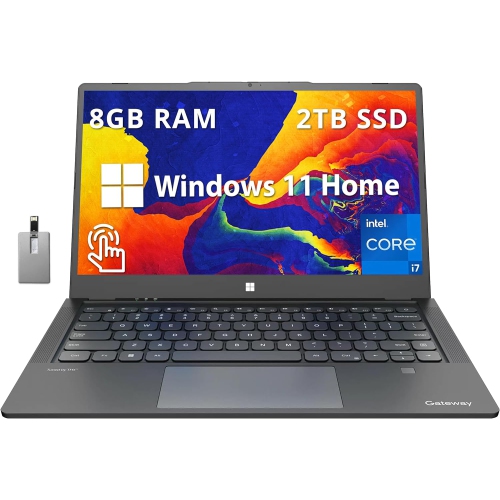 Gateway Ultra Slim Laptop, 14.1" IPS FHD Touchscreen Display, Intel Core i7-1255U, 2TB SSD, 8GB RAM, Intel Iris Xe Graphics, Fingerprint Scanner, Win