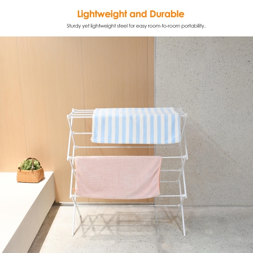 Extendable Clothes Drying Rack, Laundry Drying Rack with Width Adjustable 53cm to 100cm for Storage Indoor Outdoor, White