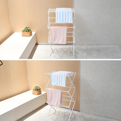 Extendable Clothes Drying Rack, Laundry Drying Rack with Width Adjustable 53cm to 100cm for Storage Indoor Outdoor, White