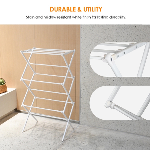 Extendable Clothes Drying Rack, Laundry Drying Rack with Width Adjustable 53cm to 100cm for Storage Indoor Outdoor, White
