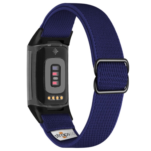 Nylon Stretch Band for Fitbit Charge 5 - Blue - Black Adapter