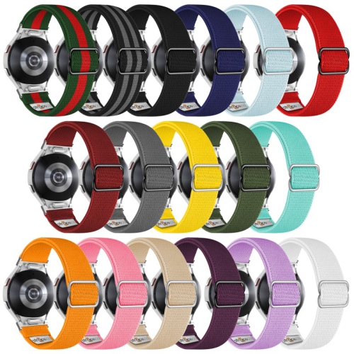 Nylon Stretch Band for Samsung Galaxy Watch 6 - Orange - Silver Adapter