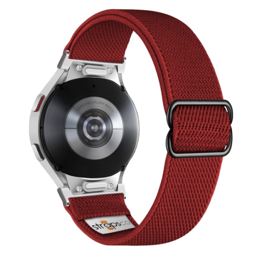 Nylon Stretch Band for Samsung Galaxy Watch 6 - Dark Red - Silver Adapter
