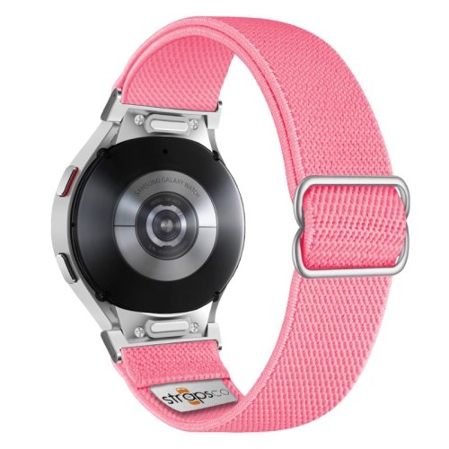 Nylon Stretch Band for Samsung Galaxy Watch 6 - Pink - Silver Adapter
