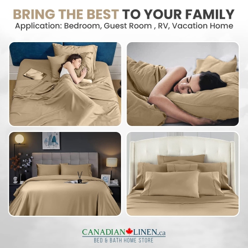 Canadian Linen Microfiber Bedsheet Set, King Size Sheet, 1 Flat 1 Fitted Sheet 2 Queen Pillowcases, Breathable Soft Brushed Microfiber Sheet, No