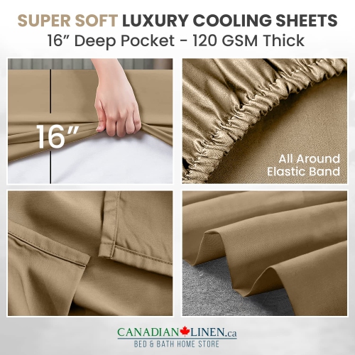 Canadian Linen Microfiber Bedsheet Set, King Size Sheet, 1 Flat 1 Fitted Sheet 2 Queen Pillowcases, Breathable Soft Brushed Microfiber Sheet, No