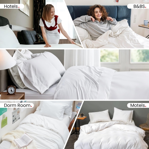 Ens. Housse de couette en microfibre de lin canadien 3 pcs, 80 x 90 po, 1 housse avec fermeture à glissière et 2 taie d'oreiller, literie Home