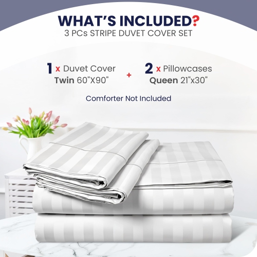 Canadian Linen Microfiber Duvet Cover Set 3pcs, 104"x90", 1 Cover with Zipper & 2 Pillowcase, Soft Breathable Protector Hotel Motel Bedding Sets, King