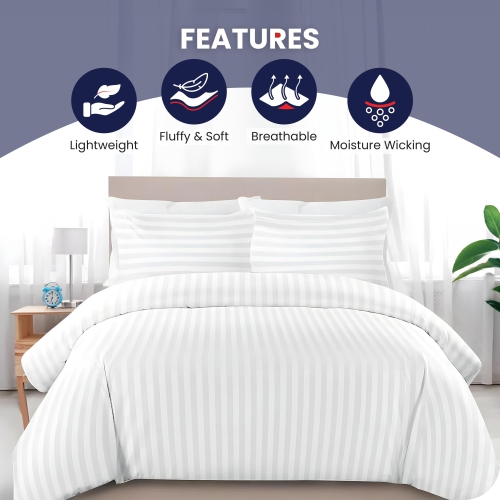 Canadian Linen Microfiber Duvet Cover Set 3pcs, 104"x90", 1 Cover with Zipper & 2 Pillowcase, Soft Breathable Protector Hotel Motel Bedding Sets, King