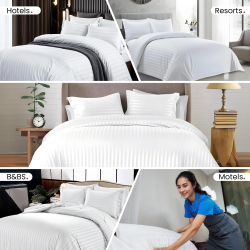 Canadian Linen Microfiber Duvet Cover Set 3pcs, 104"x90", 1 Cover with Zipper & 2 Pillowcase, Soft Breathable Protector Hotel Motel Bedding Sets, King