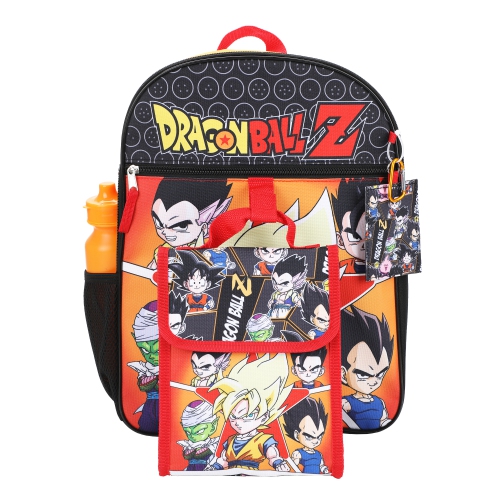 Dragon Ball Z Characters Chibi Collage Kids 16" Backpack and Lunch Bag 5 Piece Set