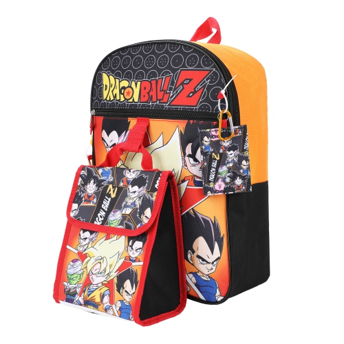 Dragon Ball Z Characters Chibi Collage Kids 16" Backpack and Lunch Bag 5 Piece Set