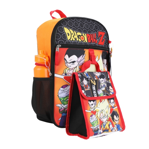 Dragon Ball Z Characters Chibi Collage Kids 16" Backpack and Lunch Bag 5 Piece Set