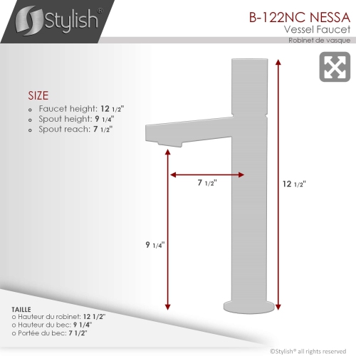 OPEN BOX A - Single Handle Bathroom Vessel Sink Faucet, Matte Black Finish B-122NC