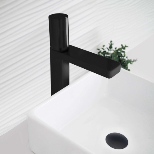 OPEN BOX A - Single Handle Bathroom Vessel Sink Faucet, Matte Black Finish B-122NC