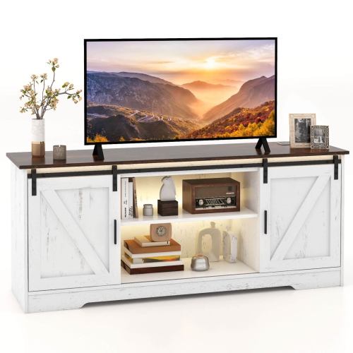 Costway TV Stand for 65" TVs with LED Lights Adjustable Brightness Human Induction