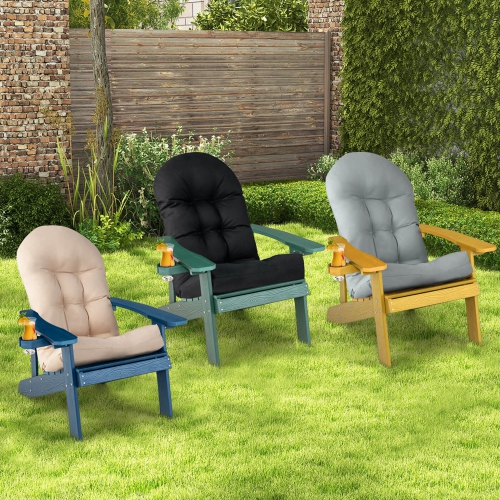 Costway Adirondack Chair HIPS Adirondack Chair with Cup Holder & Cushion