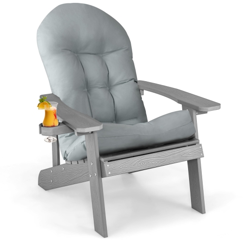Costway Adirondack Chair HIPS Adirondack Chair with Cup Holder & Cushion