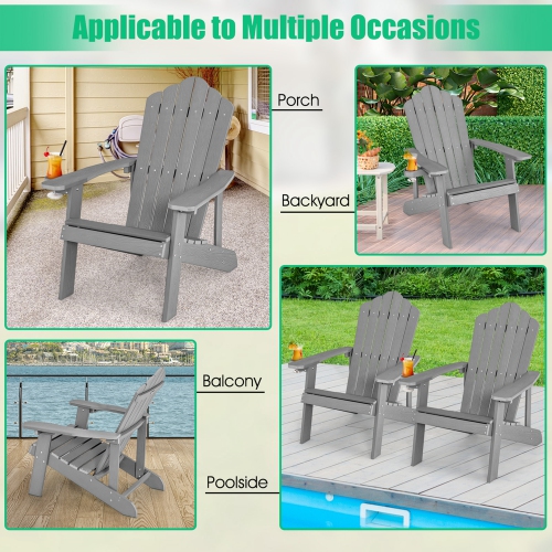 Costway Adirondack Chair HIPS Adirondack Chair with Cup Holder & Cushion