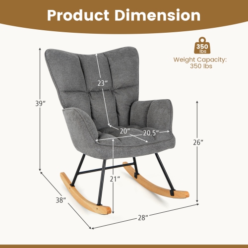 Chaise berçante en lin de Giantex avec accoudoirs rembourrés et siège pour chambre de bébé