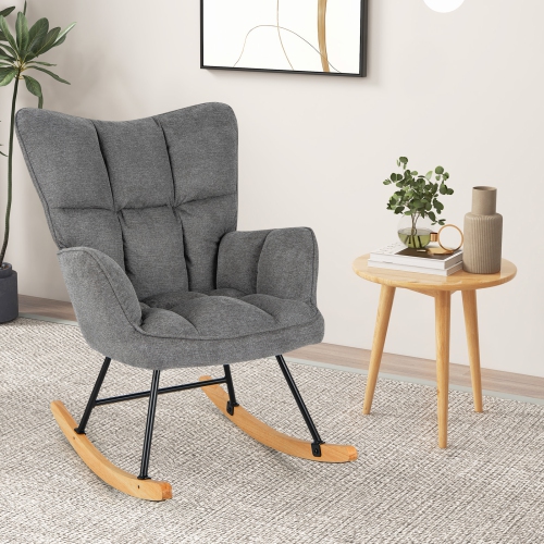 Chaise berçante en lin de Giantex avec accoudoirs rembourrés et siège pour chambre de bébé