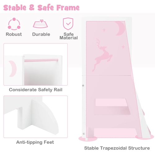 Costway Toddler Kitchen Stool Helper Baby Standing Tower with Chalkboard & Whiteboard