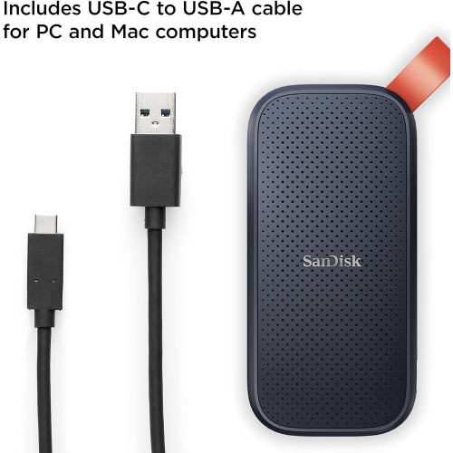 SANDISK  2Tb Portable SSD - Up to 800Mb/s, USB-C, USB 3.2 Gen 2, Updated Firmware - External Solid State Drive - Sdssde30-2T00-G26