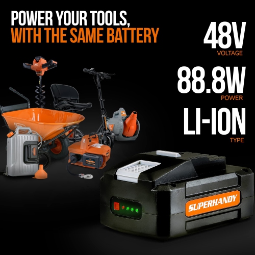 SuperHandy Lithium-Ion Rechargeable Battery 48V DC 2Ah 88.8 Watt Hours (Battery for Mobility Scooter,Wheel barrow, Winch and Earth/Ice Auger and more
