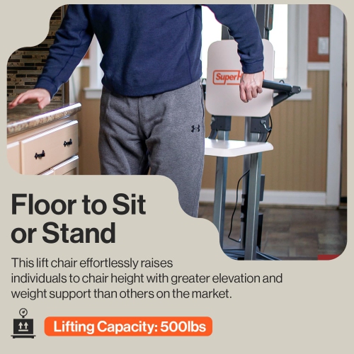 SuperHandy Electric Floor to Stand Lift for Seniors and People with Disabilities -up to 500LBS Weight Cap, Standing Assistance, Portable, Adjustable,
