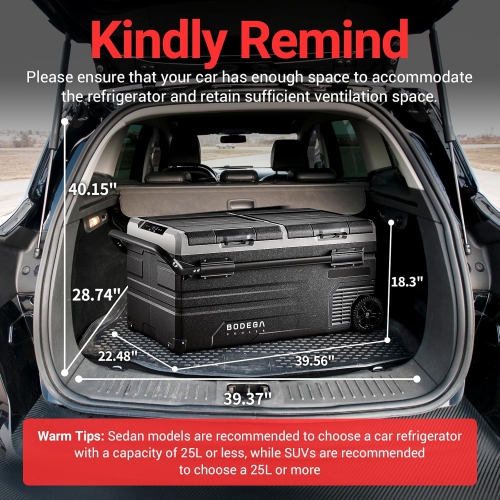 BODEGA 12 Volt Refrigerator, Portable Freezer, Car Fridge Dual Zone APP Control, 53 Quart（50L）-4℉-68℉ RV Car Cooler 12/24V DC and 100-240V AC,Blue