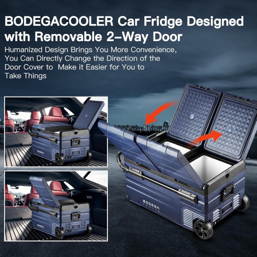 BODEGACOOLER 12 Volt Car Refrigerator, Portable Freezer, Car Fridge Dual Zone WIFI APP Control, 80 Quart(75L) -4℉-68℉Car Cooler, 12/24V DC and
