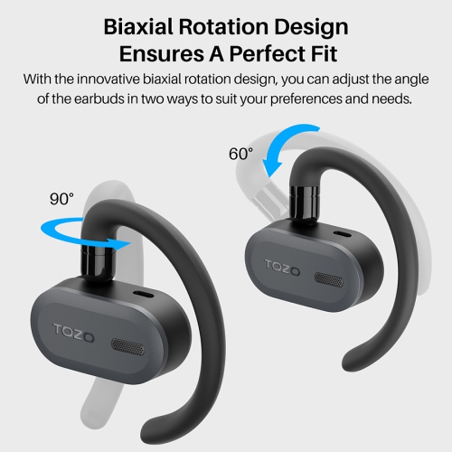 TOZO OpenBuds True Open Ear Wireless Earbuds with Multi-Angle Adjustment Bluetooth 5.3 Headphones with Dual-Axis Design for Long-Lasting Comfort