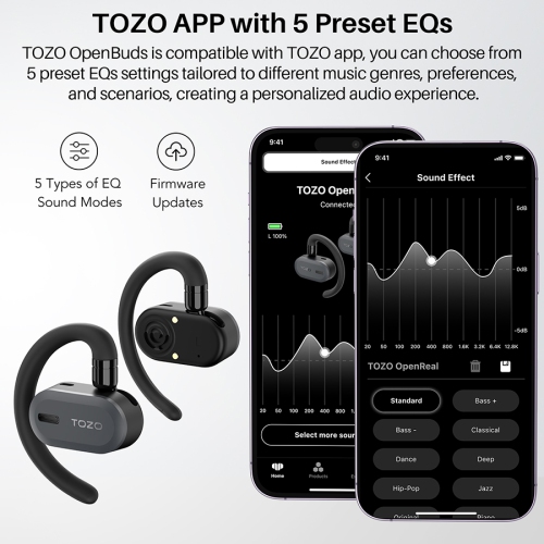 TOZO OpenBuds True Open Ear Wireless Earbuds with Multi-Angle Adjustment Bluetooth 5.3 Headphones with Dual-Axis Design for Long-Lasting Comfort