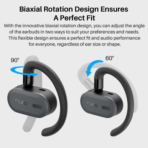 TOZO OpenBuds True Open Ear Wireless Earbuds with Multi-Angle Adjustment Bluetooth 5.3 Headphones with Dual-Axis Design for Long-Lasting Comfort